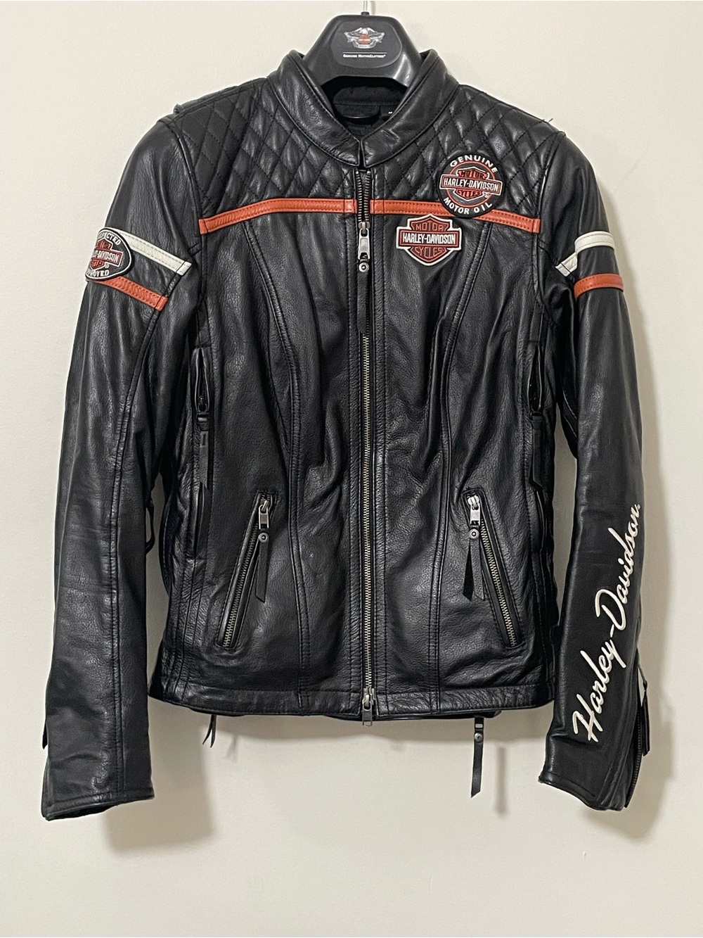 Harley-Davidson Women's Miss Enthusiast Triple Vent Leather Riding Jacket Black